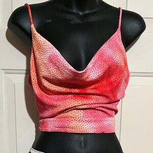 Taboo Vibrant Pink and Orange Cowl Neck Halter